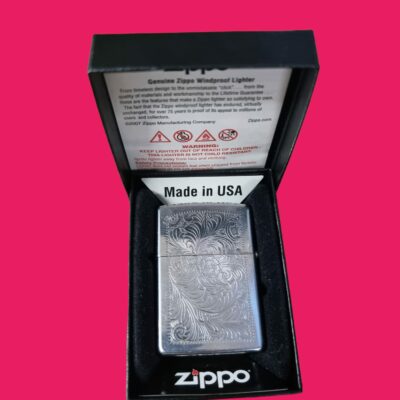 MECHERO ZIPPO PLATEADO FLORES GRABADAS