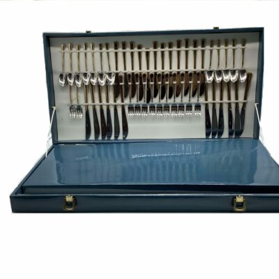 CUBERTERIA PINTINOX 112 PIEZAS 18/10 DORADO Y PLATA