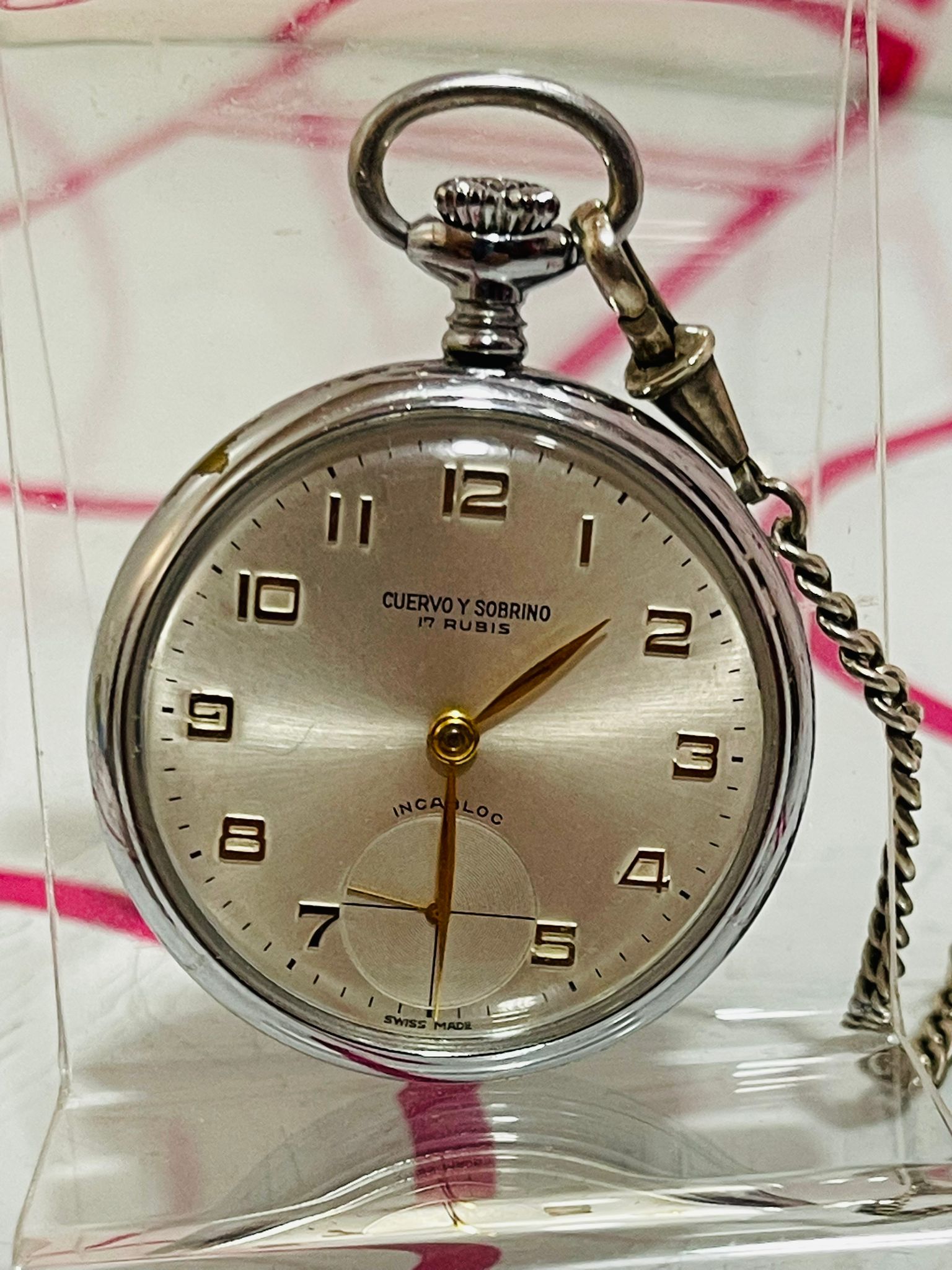 RELOJ BOLSILLO CUERDA CUERVO Y SOBRINO 17 RUBIS
