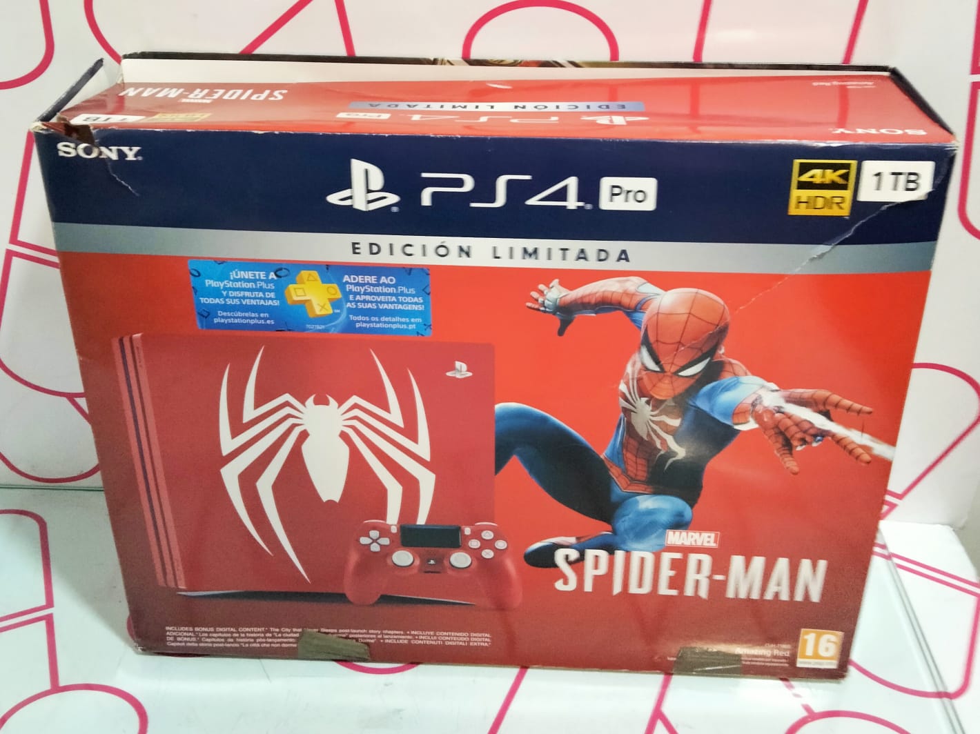 CONSOLA PS4 PRO 1TB EDICION SPIDERMAN CON CAJA MANDO ORIGINAL Y CABLES +  JUEGO SPIDER-MAN – Nolotire