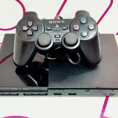 CONSOLA PS2 SLIM NEGRA CON MANDO ORIGINAL Y CABLES