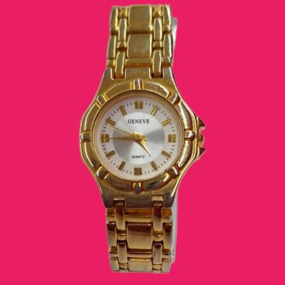 RELOJ DE PULSERA MUJER ANALOGICO GENEVE DORADO Y BLANCO